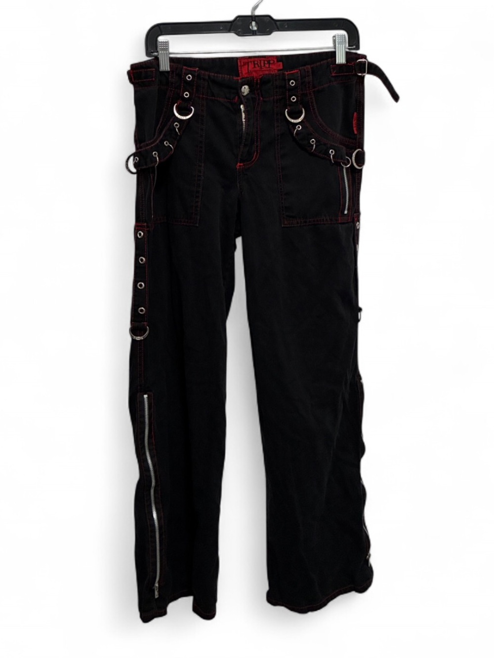 Tripp NYC Black Goth Pants with Red Stitching